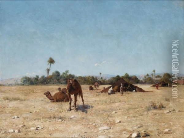 Le Camp Nomade, Biskra Oil Painting - Paul Jean Baptiste Lazerges