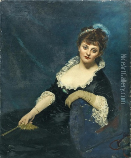 Portrait Of Mrs Harry Vane Milbank, Nee Alice Sidonie Van Den Bergh Oil Painting -  Carolus-Duran