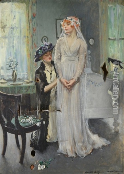 Preparing The Bride Oil Painting - Alonzo Myron Kimball