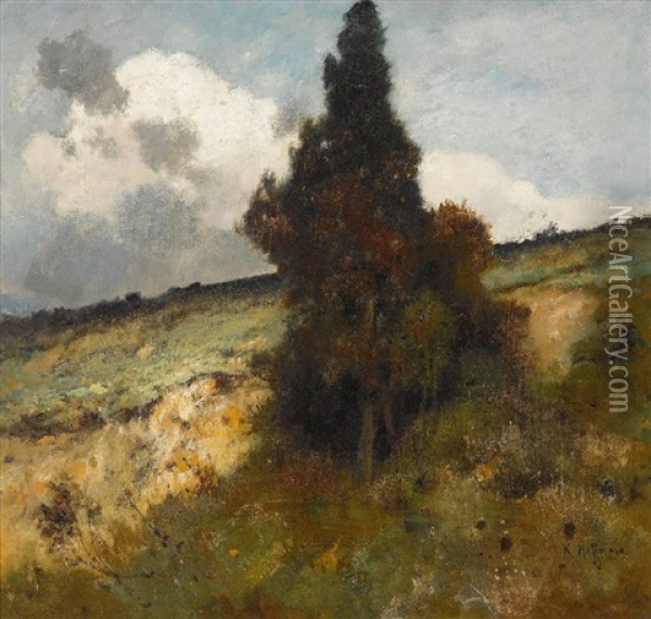 Landschaft Bei Aufziehendem Gewitter Oil Painting - Karl Heffner