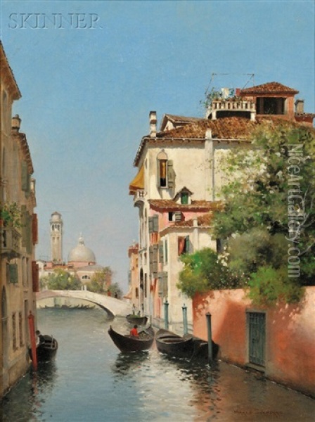 A Quiet Canal, Venice Oil Painting - Warren W. Sheppard