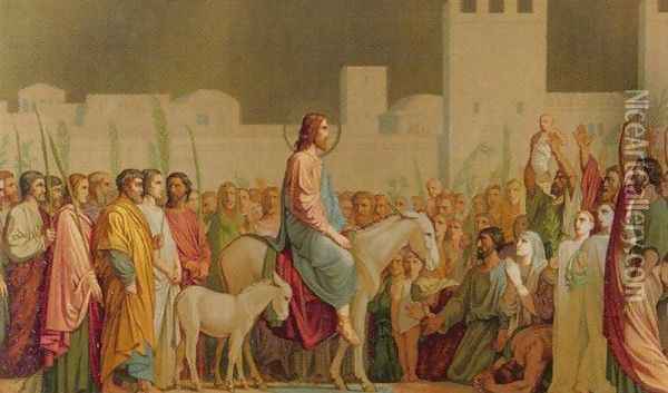 Jesus riding into Jerusalem Oil Painting - Jean Hippolyte Flandrin