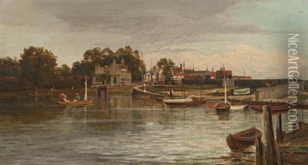 Wherry Inn - Oulton Broad Oil Painting - A.H. Vickers