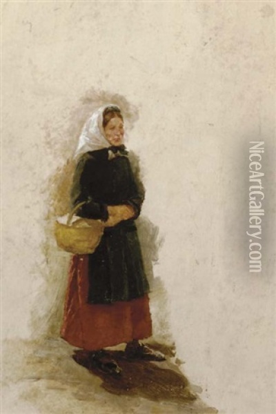 An Antibes Woman Carrying A Basket Oil Painting - Ernest Meissonier