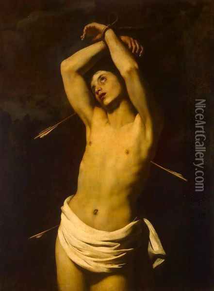 St Sebastian Oil Painting - Niccolo Renieri (see Regnier, Nicolas)