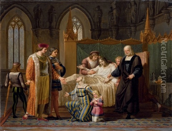 L'incontro Di Carlo Viii E Gian Galeazzo Sforza A Pavia Nel 1494 Oil Painting - Filippo Pelagio Palagi