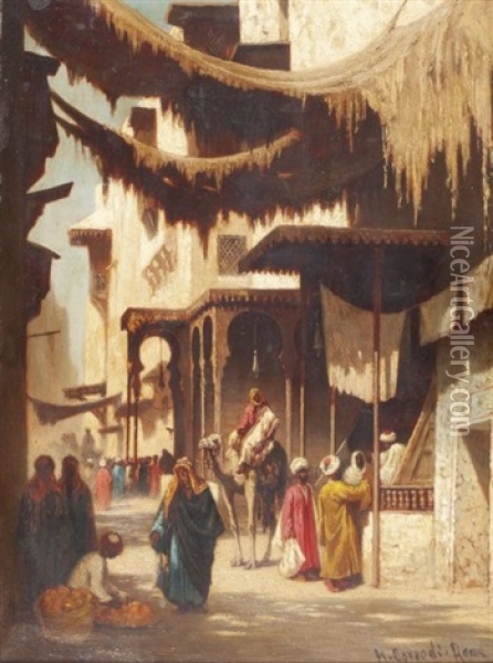 Rue Bab El Nacer Oil Painting - Hermann David Salomon Corrodi