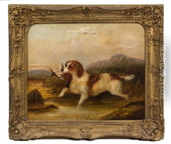 Spaniel In Landscape Oil Painting - George Armfield