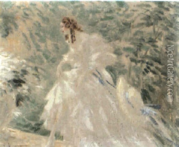 Les Arums, Elegante Au Parc Oil Painting - Louis Icart