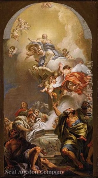 The Assumption Of The Virgin (sketch For An Altarpiece) Oil Painting - Bon de Boullonge