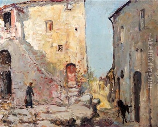 Street Scenes And Church, San Gimignano Oil Painting - Alexander Jamieson
