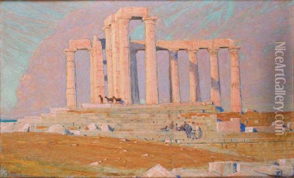 Le Temple De Poseidon Oil Painting - Philippe Robert