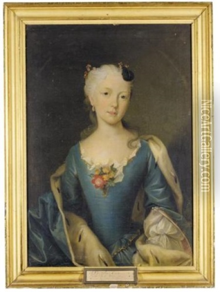 Portrait Of Princess Sophie Antonie, Daughter Of Duke Ferdinand Albrecht Ii, Wife Of Duke Ernst Friedrich Of Saxe-coburg Sartfeld Oil Painting - Cavaliere Carlo Francesco Rusca