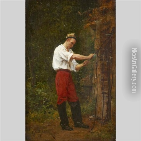 The French Ostler Oil Painting - Etienne Prosper Berne-Bellecour