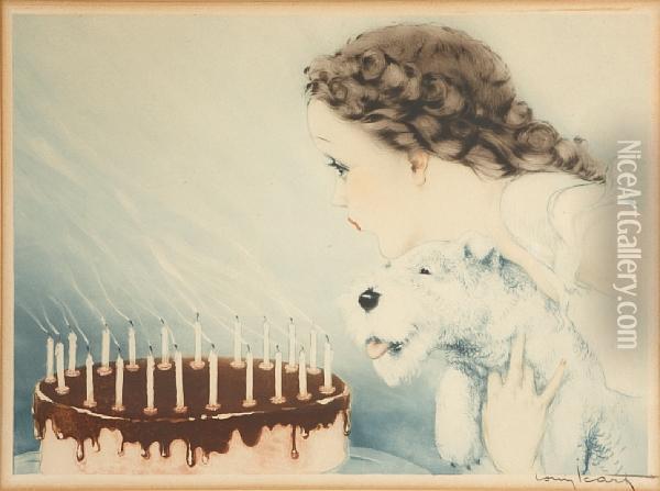Happy Birthday Oil Painting - Louis Icart