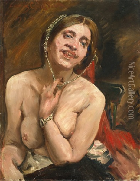 Weiblicher Halbakt Im Sessel (die Schauspielerin Gertrud Eysoldt) Oil Painting - Lovis Corinth