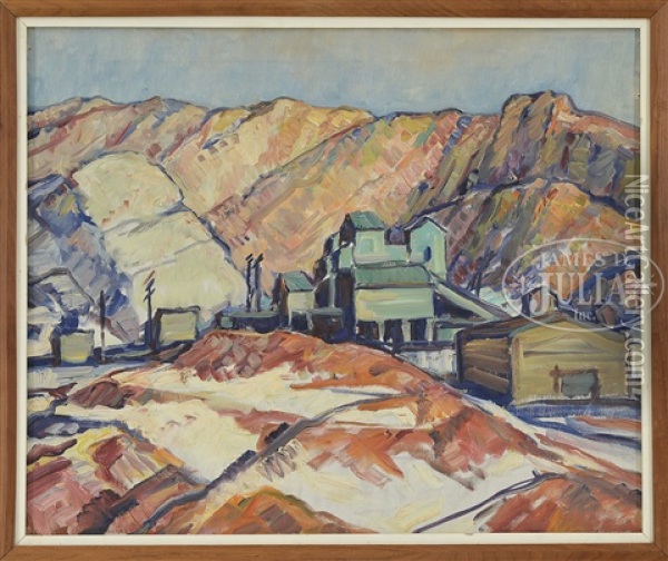 Mining At The Foot Of Mountains Oil Painting - Russell Cheney