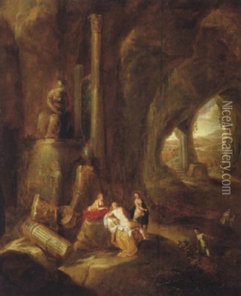 Nymphen In Einer Felsgrotte Oil Painting - Abraham van Cuylenborch