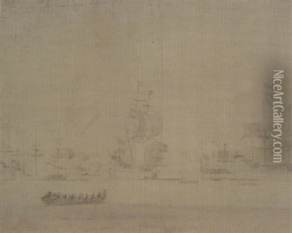 Fregates Hollandaises Au Depart De Goeree Oil Painting - Willem van de Velde the Elder