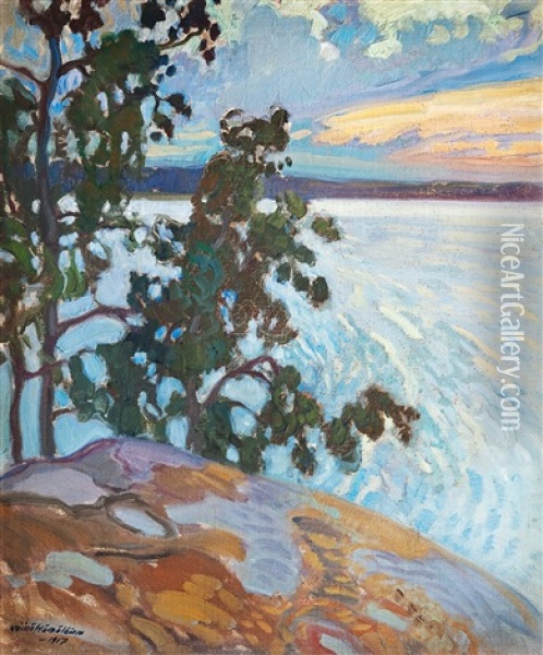 Evening Mood Oil Painting - Vaeinoe Haemaelaeinen