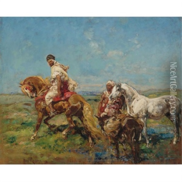 Arabs At The Oasis Oil Painting - Henri Emilien Rousseau