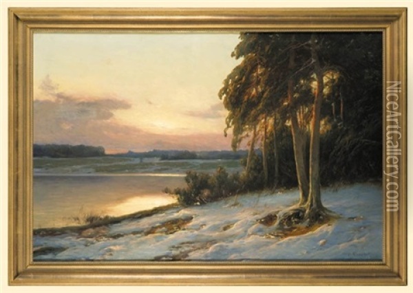 Winter Afterglow Oil Painting - Carl Kenzler