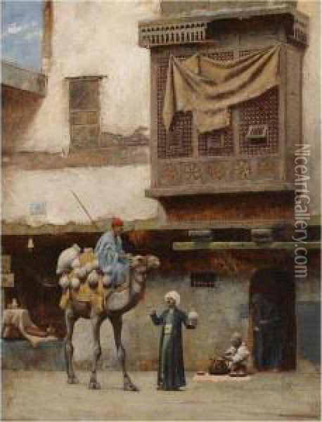 A Pottery Seller In Old Cairo Oil Painting - Charles Sprague Pearce