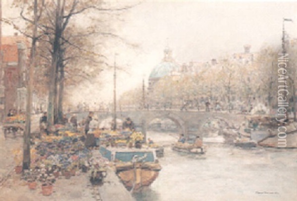 The Flower Market Oil Painting - Hans Hermann