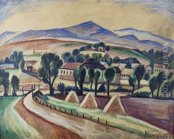 Village Landscape Oil Painting - Otakar Marvanek
