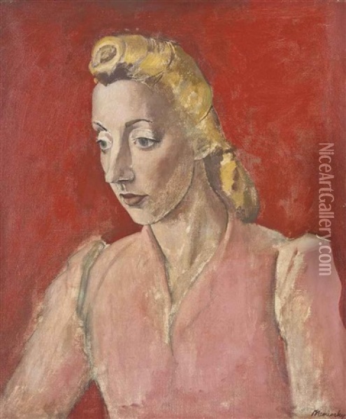 Woman With Golden Hair Oil Painting - Bernard Meninsky