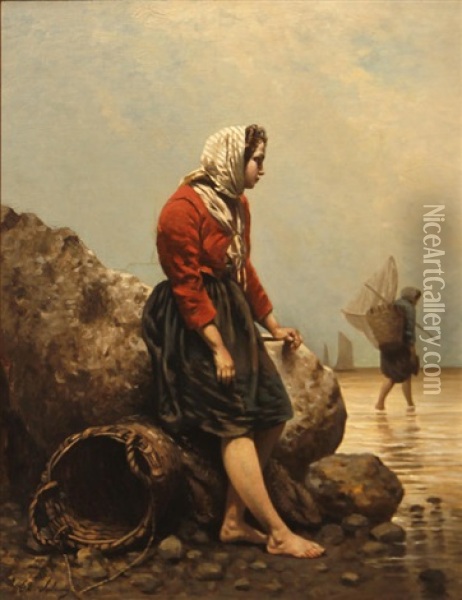 The Fisher Girl Oil Painting - Theodore Frederic de Salmon