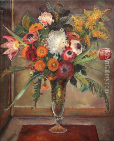 Kwiaty Oil Painting - Gustav Gwozdecki