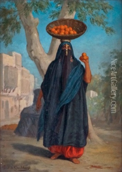La Marchande D'oranges Oil Painting - Louis Emile Pinel De Grandchamp