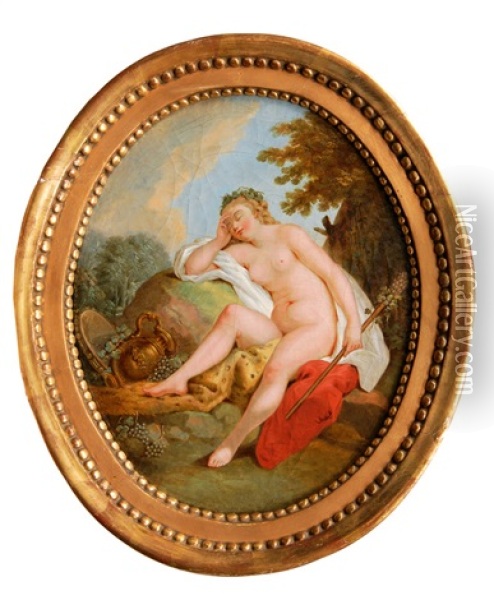 The Toilet Of Venus (+ A Sleeping Bacchante; Pair) Oil Painting - Charles Dominique Joseph Eisen