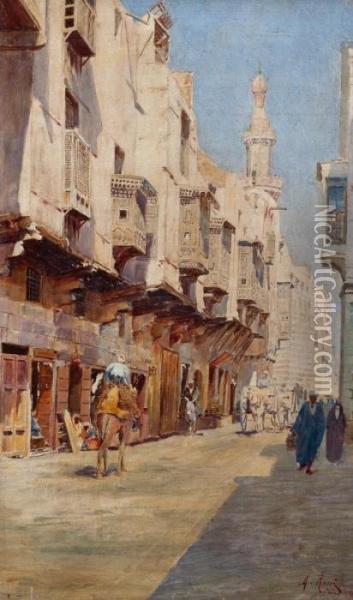 A View Of El Cairo Oil Painting - Alberto Rossi