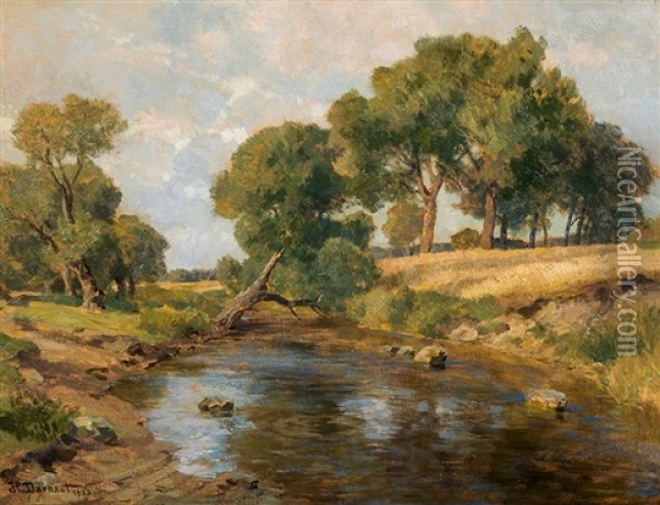 River Landscape Oil Painting - Hugo Darnaut