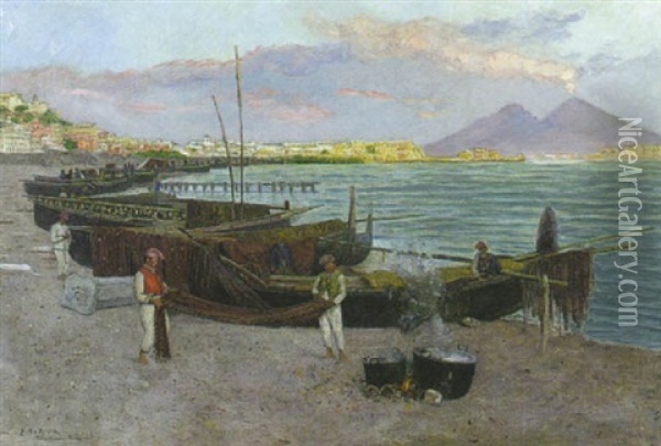 Fischer Am Golf Von Neapel Oil Painting - Eugen Ankelen