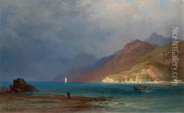 Italian Coastal Scene Oil Painting - Charles Feodor Welsch