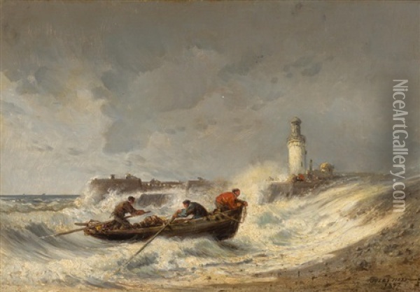 Stormy Seas Oil Painting - Jules Achille Noel