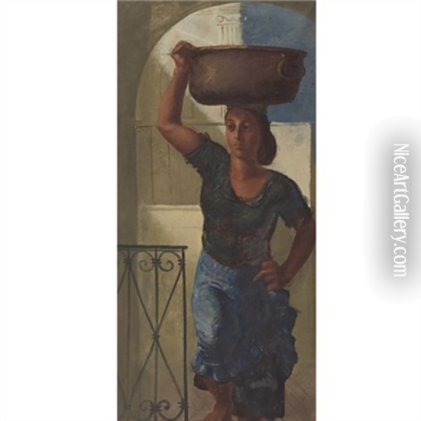 Carrying Water In Capri Oil Painting - Alexander Evgenievich Iacovleff