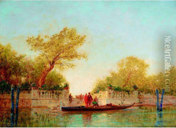 L'entree Des Jardins Francais A Venise Oil Painting - Felix Ziem