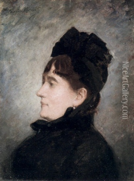 A Portrait Of A Lady In Black Oil Painting - Berthe Morisot