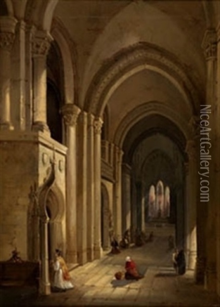 Interior De Iglesia Oil Painting - Jose De Brugada Vila