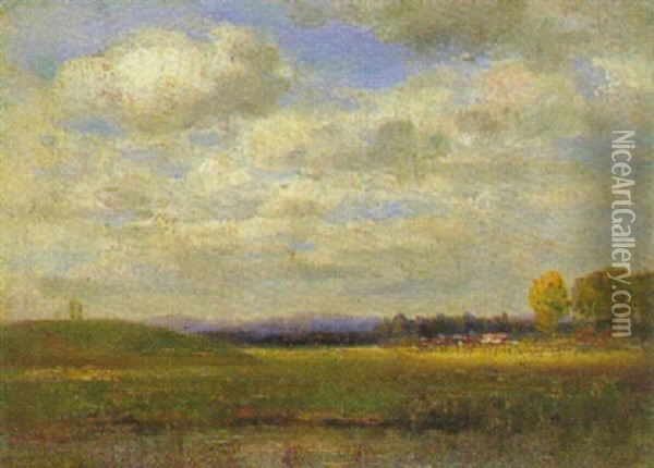 Fluslandschaft Mit Gebirge Im Hintergrund Oil Painting - Friedrich Albert Schmidt