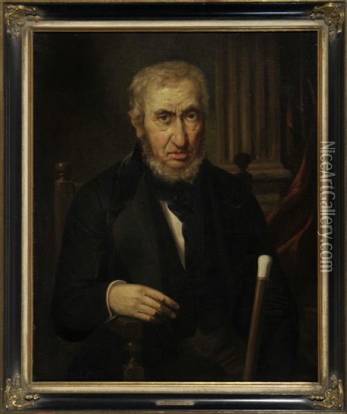 Portrait Lionel Nathan Rothschild Vor Einer Ionischen Saule Sitzend Oil Painting - Moritz Daniel Oppenheim