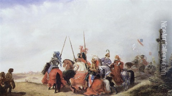Le Depart Des Cavaliers Pour Le Tournois Oil Painting - Alexandre-Evariste Fragonard