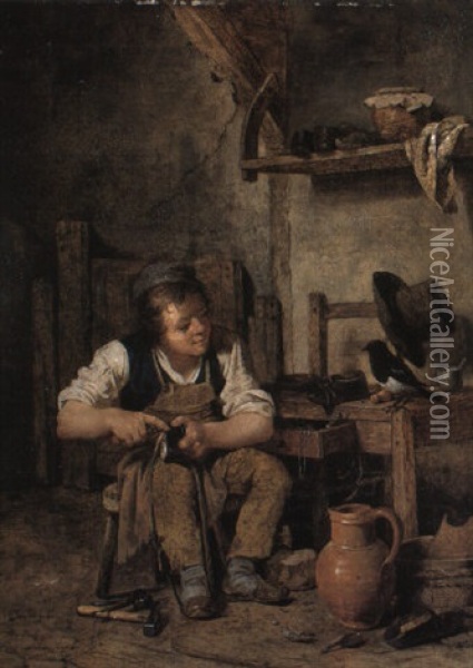 Cobbler Oil Painting - Martin Droelling