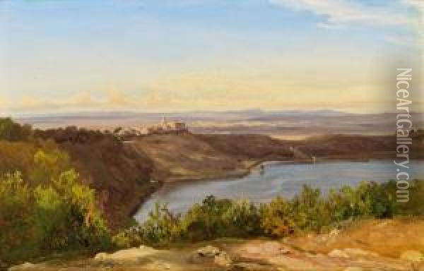 Landschaft Mit Albaner See Und Castel Gandolfo Bei Rom Oil Painting - Friedrich Loos