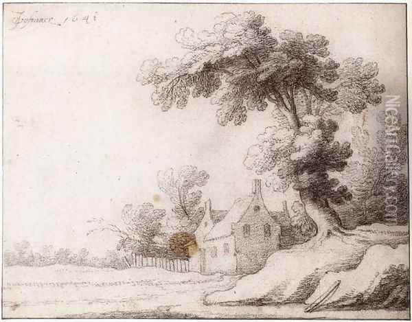 Landscape with a Tall Tree on the Right 1641 Oil Painting - Jacob Woutersz Vosmaer