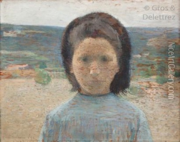 Portrait De Petite Fille, 1892 Oil Painting - Henri Jean Guillaume Martin